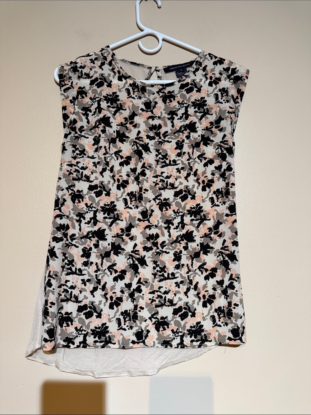 French Connection Cream and Black Floral Shell